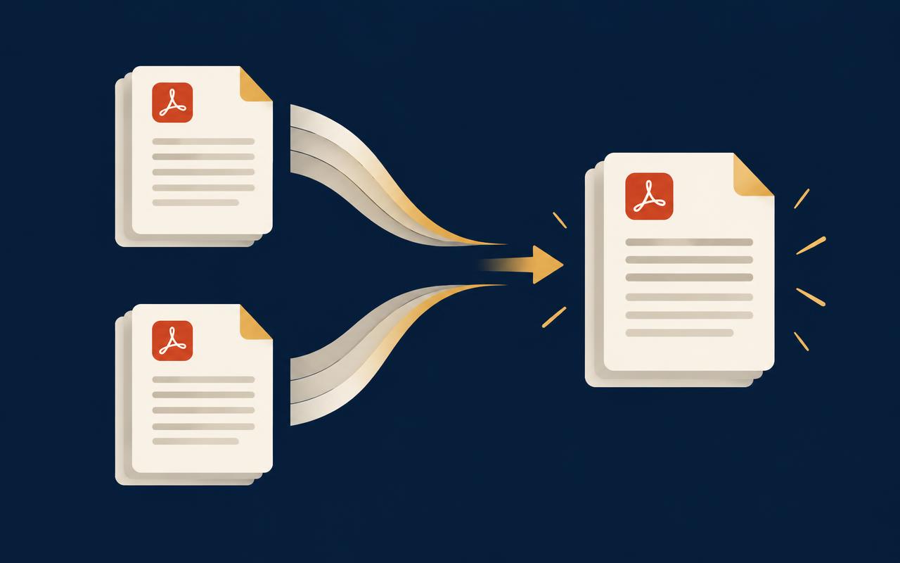 Two PDF documents merging into one file