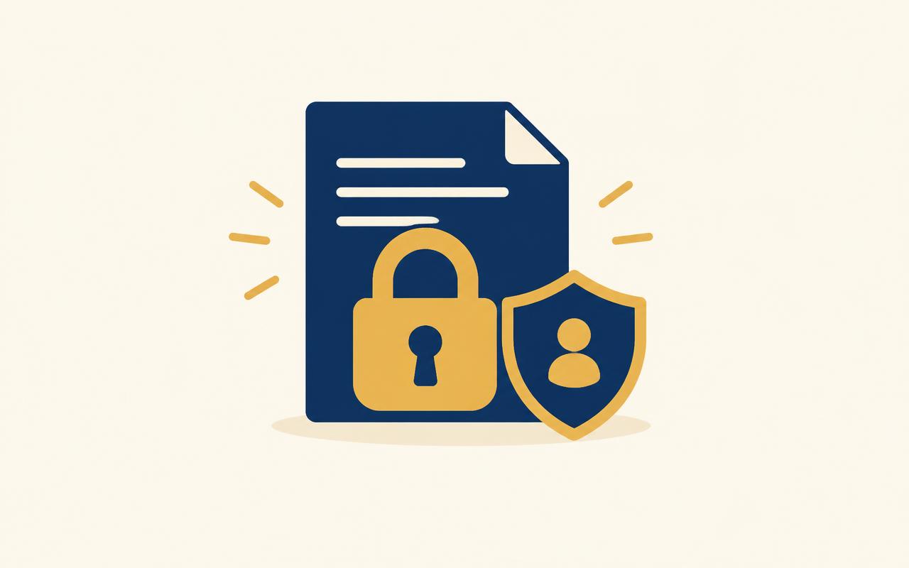 Locked document with a privacy shield